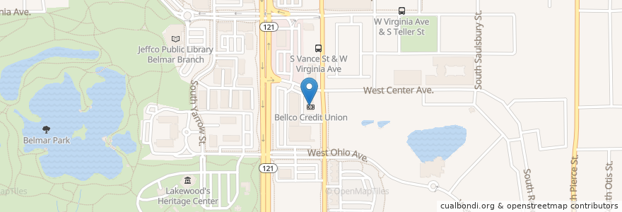 Mapa de ubicacion de Bellco Credit Union en ایالات متحده آمریکا, Colorado, Jefferson County, Lakewood.