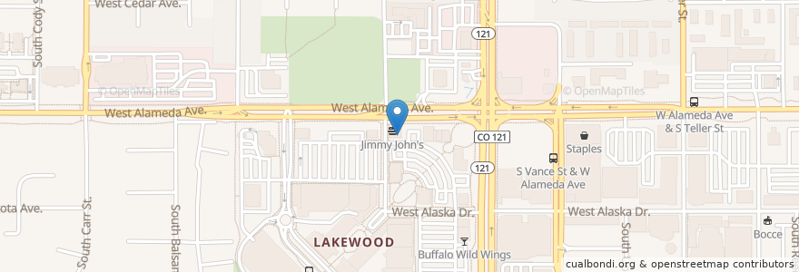 Mapa de ubicacion de Cold Stone Creamery en United States, Colorado, Jefferson County, Lakewood.