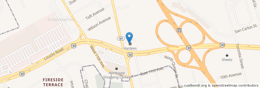 Mapa de ubicacion de Hardee's en 미국, 펜실베이니아, Manchester Township.
