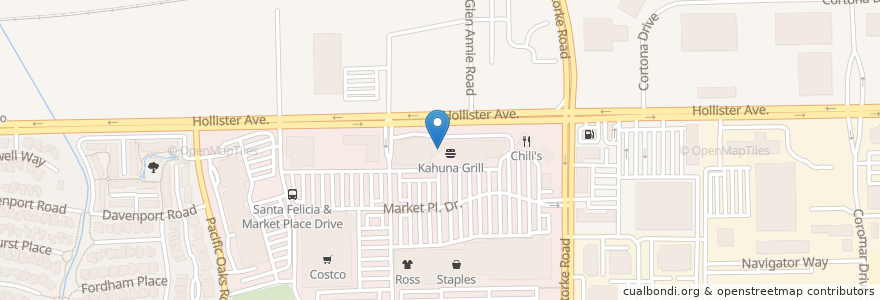 Mapa de ubicacion de Starbucks en Stati Uniti D'America, California, Santa Barbara County, Goleta.