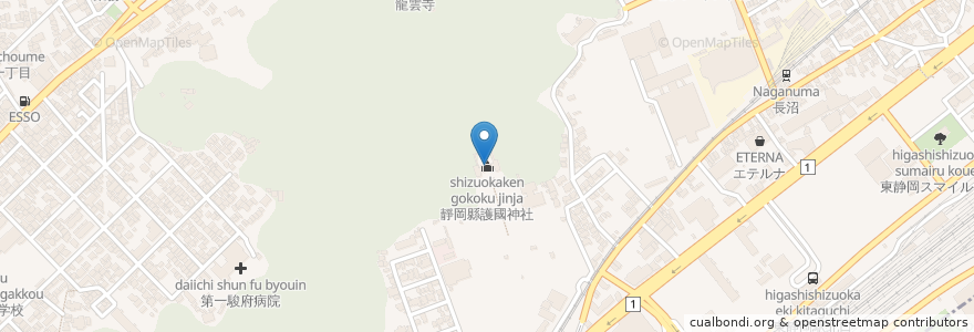 Mapa de ubicacion de 靜岡縣護國神社 en Japan, Präfektur Shizuoka, 静岡市, 葵区.