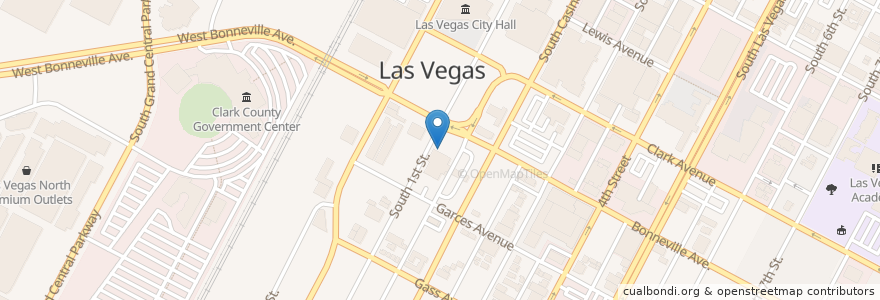 Mapa de ubicacion de Inside the BTC en 미국, 네바다, Clark County, Las Vegas.