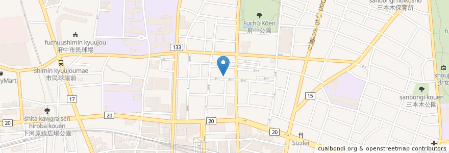 Mapa de ubicacion de タイムズ en 일본, 도쿄도, 府中市.