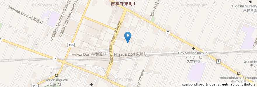 Mapa de ubicacion de なるせ en Japonya, 東京都, 武蔵野市.