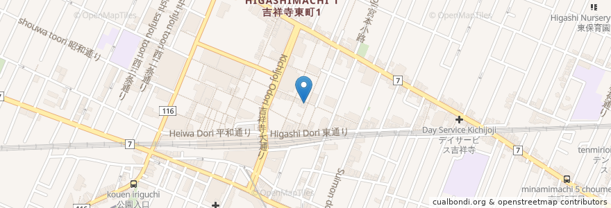 Mapa de ubicacion de 増田屋 en 日本, 東京都, 武蔵野市.