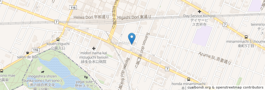 Mapa de ubicacion de 三ツ矢堂製麺 en اليابان, 東京都, 武蔵野市.