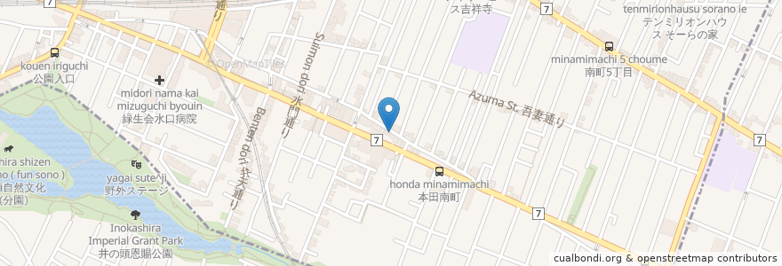 Mapa de ubicacion de しなのや en Japan, Tokio, 武蔵野市.