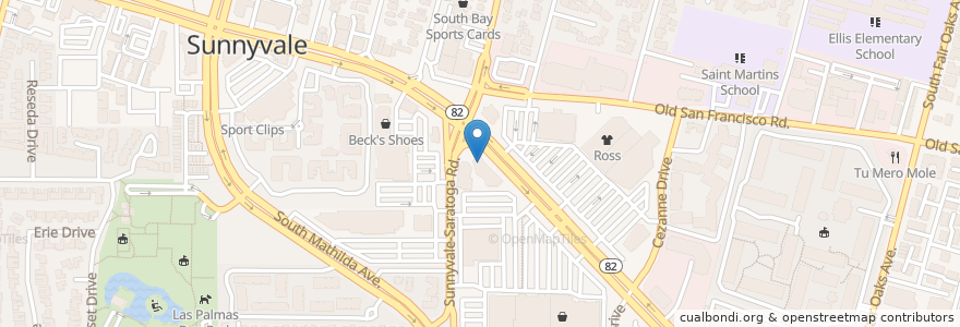 Mapa de ubicacion de Panera Bread en Amerika Syarikat, California, Santa Clara County, Sunnyvale.