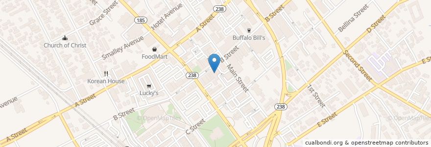 Mapa de ubicacion de Stein Lounge en United States, California, Alameda County, Hayward.