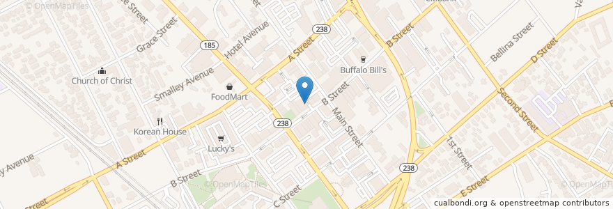 Mapa de ubicacion de The Pizza House en Amerika Birleşik Devletleri, Kaliforniya, Alameda İlçesi, Hayward.