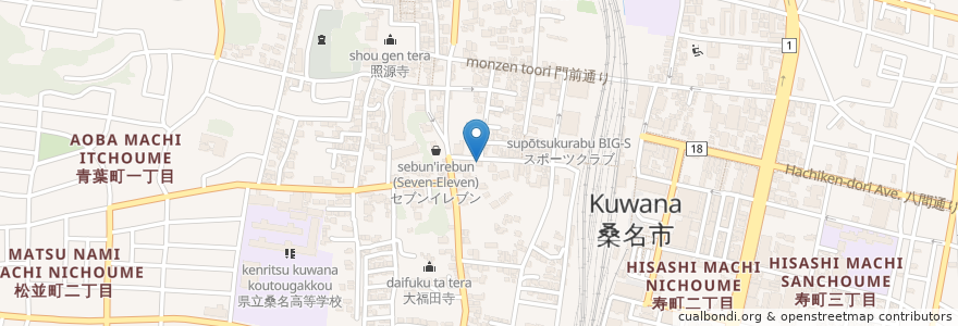 Mapa de ubicacion de やまのて薬局 en 日本, 三重県, 桑名市.