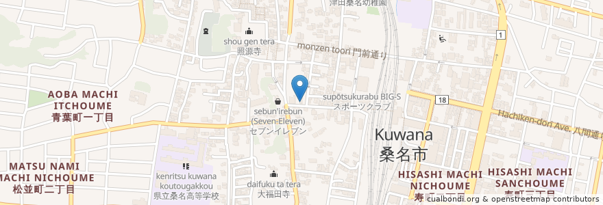 Mapa de ubicacion de ゆたか屋うどん en Japon, Préfecture De Mie, Kuwana.