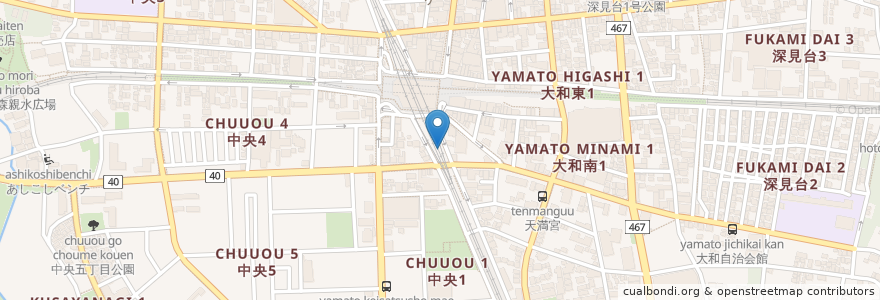 Mapa de ubicacion de 日高屋 en اليابان, كاناغاوا, 大和市.