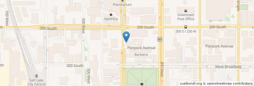 Mapa de ubicacion de The Rose Establishment en Amerika Syarikat, Utah, Salt Lake County, Salt Lake City.
