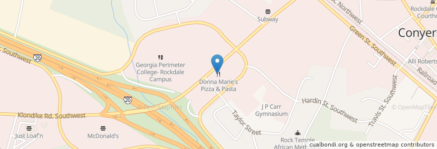 Mapa de ubicacion de Donna Marie's Pizza & Pasta en ایالات متحده آمریکا, جورجیا, Rockdale County, Conyers.