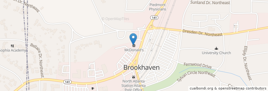 Mapa de ubicacion de McDonald's en 미국, 조지아, Dekalb County, Brookhaven.