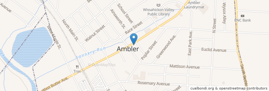 Mapa de ubicacion de Ambler Theater en Estados Unidos De América, Pensilvania, Montgomery County, Ambler.