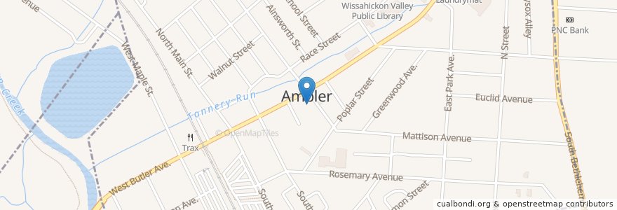 Mapa de ubicacion de First Presbyterian Church of Ambler en 미국, 펜실베이니아, Montgomery County, Ambler.