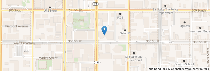 Mapa de ubicacion de Broadway Theater en 미국, 유타 주, Salt Lake County, Salt Lake City.