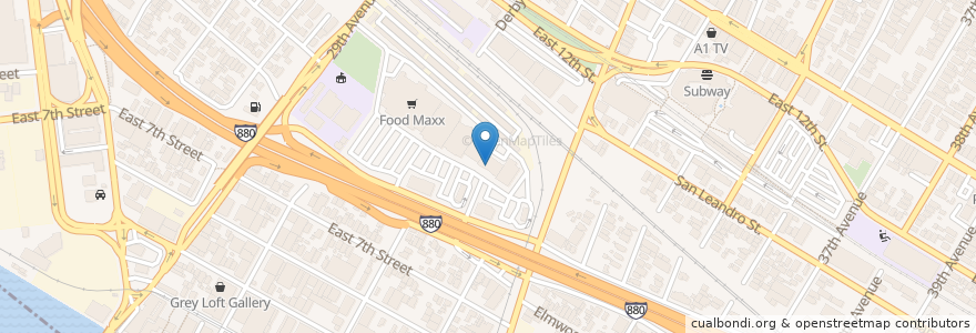 Mapa de ubicacion de East Bay Family Dentistry en Vereinigte Staaten Von Amerika, Kalifornien, Alameda County, Oakland.