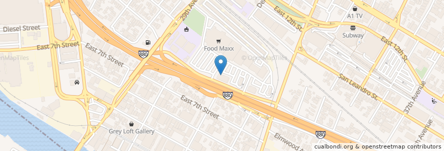Mapa de ubicacion de Donut Hole en United States, California, Alameda County, Oakland.