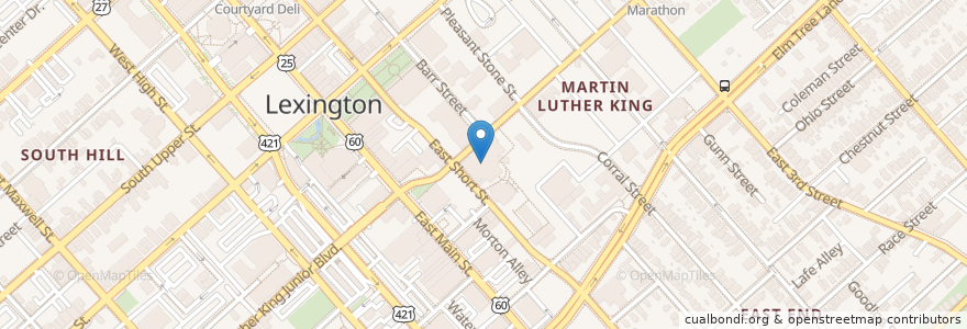 Mapa de ubicacion de Central Christian Church en Vereinigte Staaten Von Amerika, Kentucky, Fayette County, Lexington.