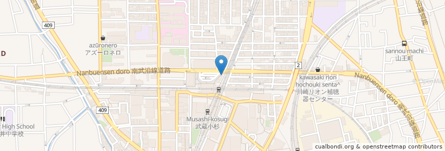 Mapa de ubicacion de 大三元 en 일본, 가나가와현, 川崎市, 中原区.