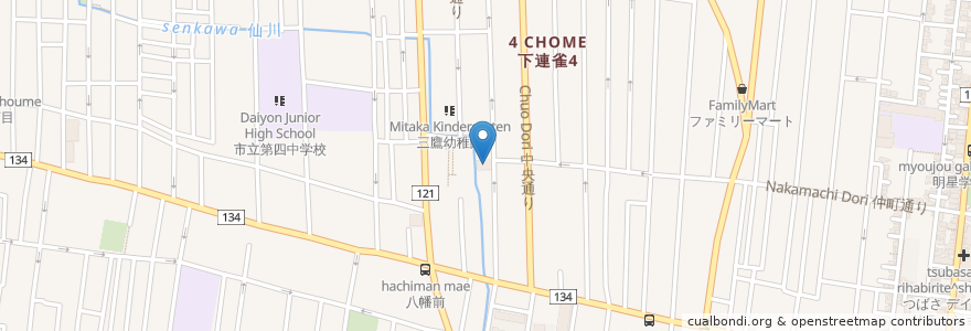 Mapa de ubicacion de 三鷹バプテスト協会 en اليابان, 東京都, 三鷹市.