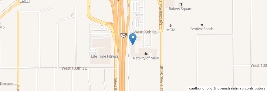 Mapa de ubicacion de Nativity of Mary en Estados Unidos Da América, Minnesota, Hennepin County, Bloomington.