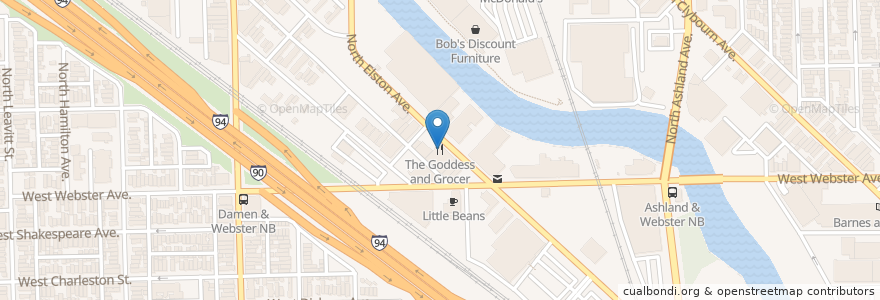 Mapa de ubicacion de The Goddess and Grocer en 미국, 일리노이, 시카고.