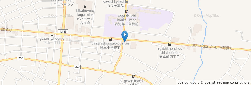 Mapa de ubicacion de 不二家レストラン古河東本町店 en اليابان, إيباراكي, 古河市.