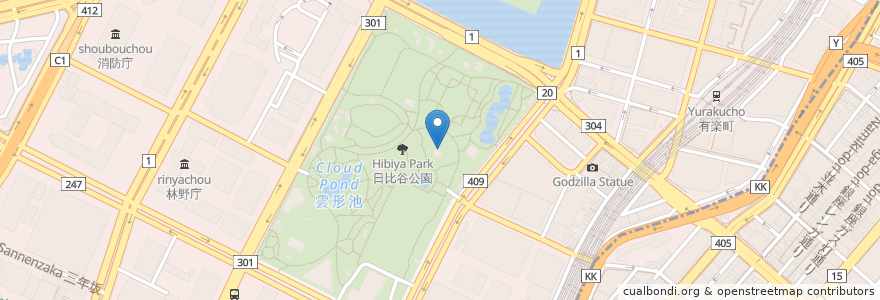 Mapa de ubicacion de 小音楽堂 en Япония, Токио, Тиёда.