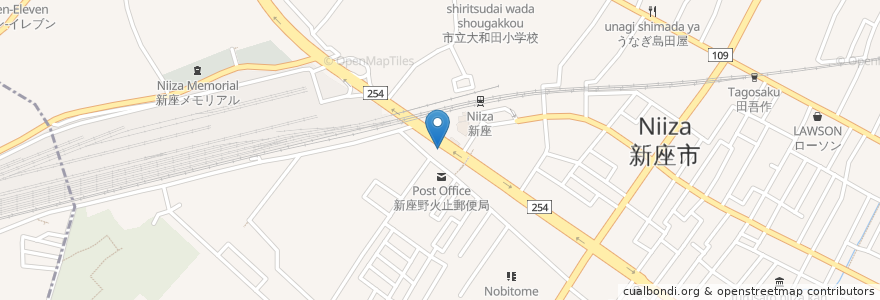Mapa de ubicacion de 松屋 野火止店 en 日本, 埼玉県, 新座市.