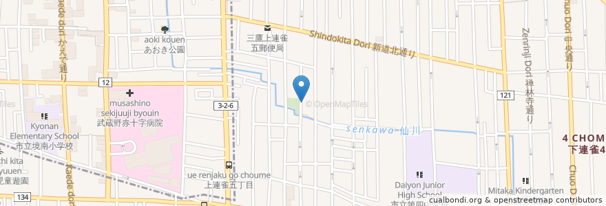 Mapa de ubicacion de 三鷹市上連雀通北地区公会堂 en Japón, Tokio, Mitaka.