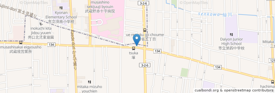 Mapa de ubicacion de いちむら内科クリニック en ژاپن, 東京都, 三鷹市.