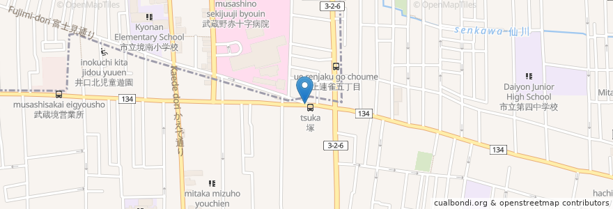 Mapa de ubicacion de 大鷲神社 en Japan, 東京都, 三鷹市.
