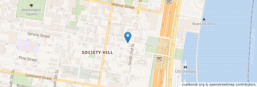 Mapa de ubicacion de Society Hill en 미국, 펜실베이니아, Philadelphia County, 필라델피아.