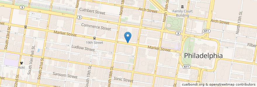 Mapa de ubicacion de Gym - 1711 Market street en Estados Unidos Da América, Pensilvânia, Philadelphia County, Philadelphia.