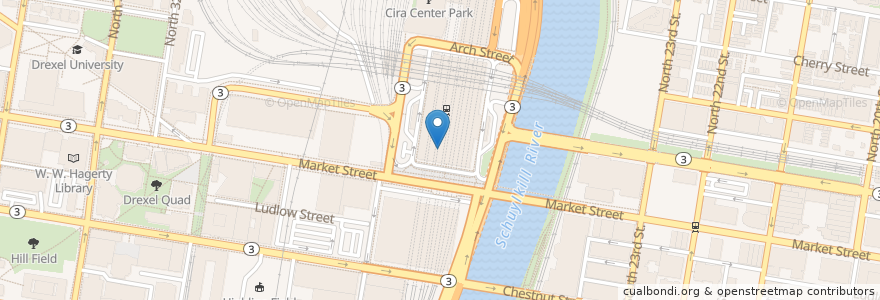 Mapa de ubicacion de 30th Street Station en ایالات متحده آمریکا, پنسیلوانیا, Philadelphia County, فیلادلفیا.