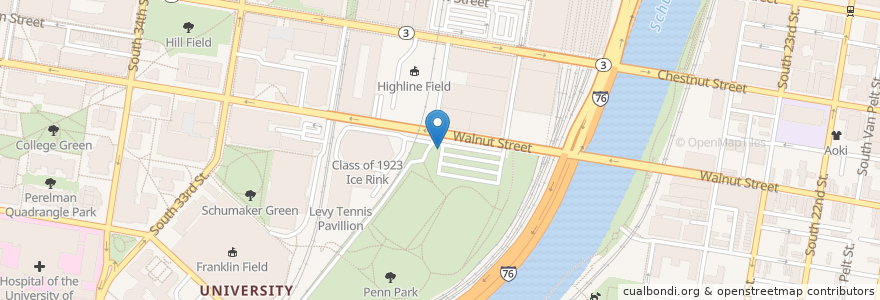 Mapa de ubicacion de 31st & Walnut Penn Park en ایالات متحده آمریکا, پنسیلوانیا, Philadelphia County, فیلادلفیا.