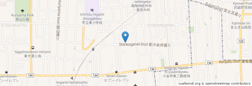 Mapa de ubicacion de 武蔵野動物病院 en Giappone, Tokyo, 小金井市.
