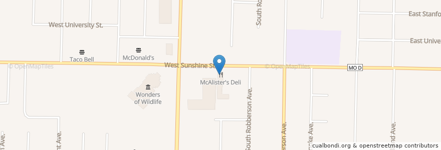 Mapa de ubicacion de McAlister's Deli en États-Unis D'Amérique, Missouri, Greene County, Springfield.