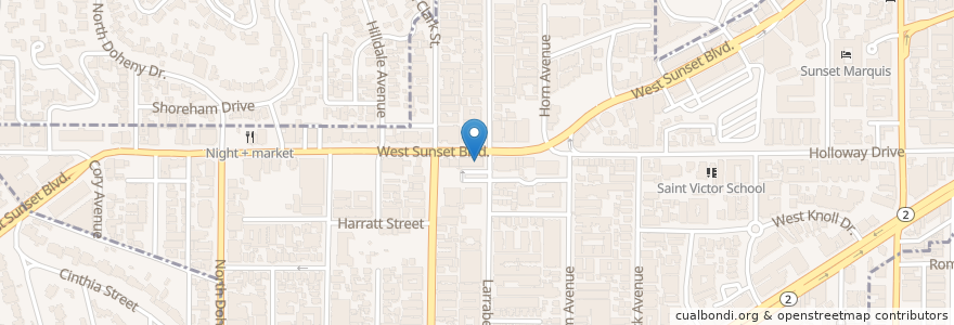 Mapa de ubicacion de The Viper Room en Amerika Syarikat, California, Los Angeles County, Los Angeles, West Hollywood.