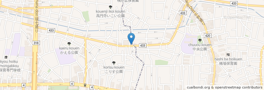 Mapa de ubicacion de 満点餃子 en Japon, Tokyo, 中野区.