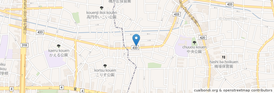 Mapa de ubicacion de 城西診療所 en Japan, 東京都, 中野区.