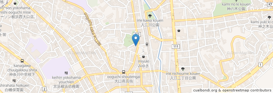 Mapa de ubicacion de みずほ銀行 横浜駅前支店 大口駅前出張所 en 일본, 가나가와현, 요코하마시, 神奈川区.