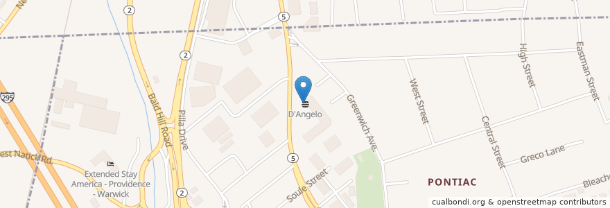 Mapa de ubicacion de D'Angelo en United States, Rhode Island, Kent County, Warwick.