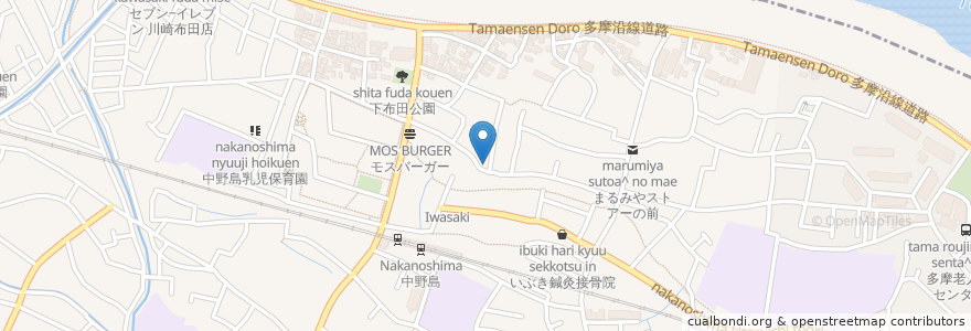 Mapa de ubicacion de 中野島キリスト教会 en Japonya, 神奈川県, 川崎市, 多摩区.