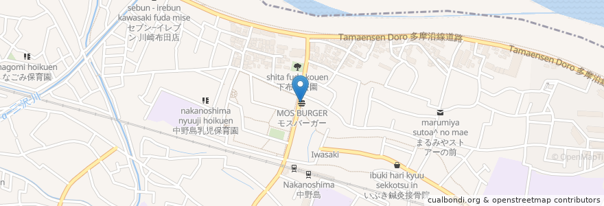 Mapa de ubicacion de モスバーガー en Giappone, Prefettura Di Kanagawa, 川崎市, 多摩区.