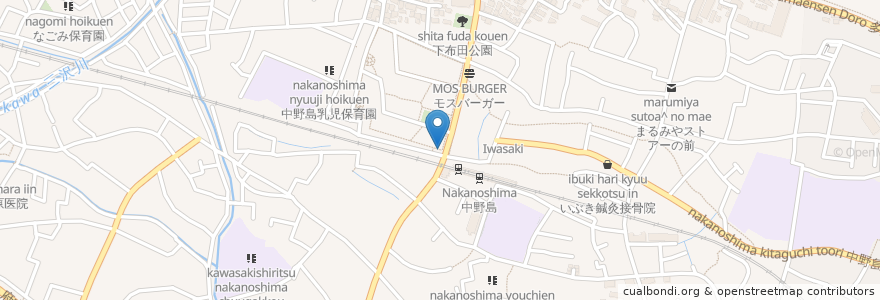 Mapa de ubicacion de 中野島交番 en Japão, 神奈川県, 川崎市, 多摩区.